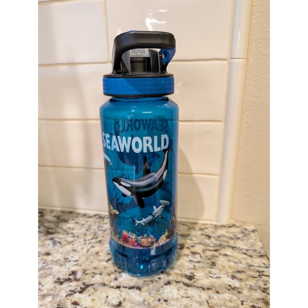 Sea World 2011 Cool Gear Water Bottle Busch Gardens Florida Blue BPA Free EUC - Picture 3 of 7